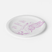 優雅なスワンと蝶の羽 ペーパープレート (アングル)