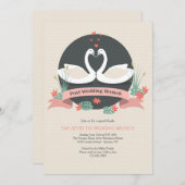 優雅なスワンズポスト結婚ズブランチ招待状 招待状 (正面/裏面)