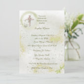 優雅なソフトグリーンの洗礼招待状 招待状 (スタンド正面)