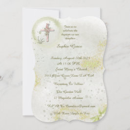 優雅なソフトグリーンの洗礼招待状 招待状