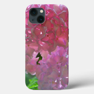 優雅なソフトピンクの花々 ピンクのあじさいとバラ iPhone 13ケース