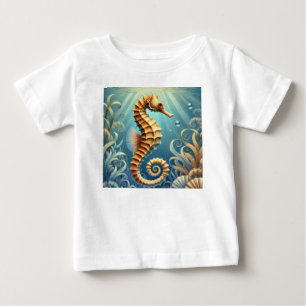 優雅なタツノオトシゴの水中スイミング ベビーTシャツ