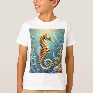 優雅なタツノオトシゴの水中スイミング Tシャツ