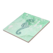 優雅なタツノオトシゴの青い水彩 タイル (側面)