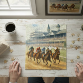 優雅なダービーの水彩画イーケストリアンアート ジグソーパズル