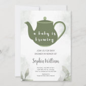 優雅なティーパーティー ベビーシャワー ベイビーはブレンド中 招待状 (正面)