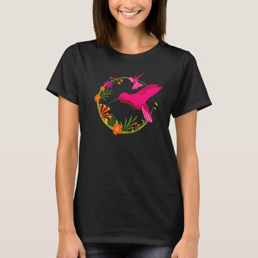 優雅なハミングバードカラフルズ Tシャツ (正面)