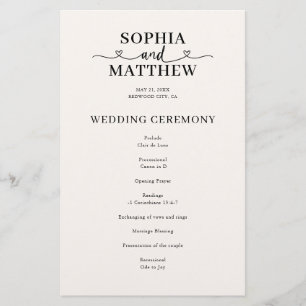 優雅なハートの結婚式プログラムフォントデザイン