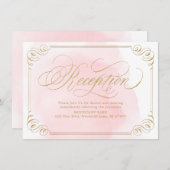 優雅なバラ色のゴールドのカリグラフィー受付カード 招待状 (正面/裏面)