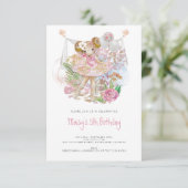 優雅なバレリーナピンクガール5thバースデーパーティー 招待状 (スタンド正面)