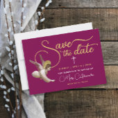 優雅なバーガンディゴールド神の恵み宗教的スクリプト セーブザデート