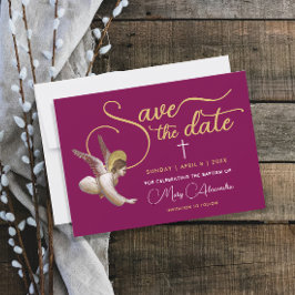 優雅なバーガンディゴールド神の恵み宗教的スクリプト セーブザデート