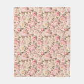 優雅なパステルカラーの芍薬とバラの美意識 フリースブランケット (正面)