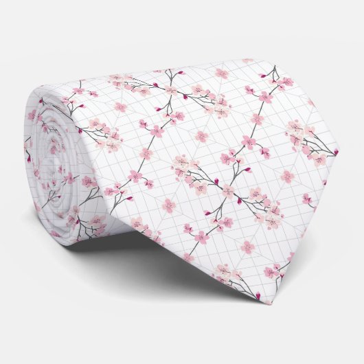 優雅なパステルピンクの桜 ネクタイ (ロール)