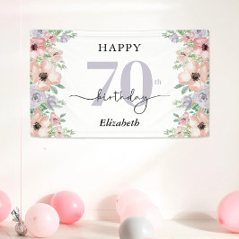 優雅なパステルフラワーの70歳の誕生日パーティー 横断幕