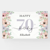 優雅なパステルフラワーの70歳の誕生日パーティー 横断幕 (横)