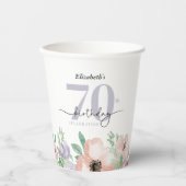 優雅なパステルフラワーの70歳の誕生日パーティー 紙コップ (正面)