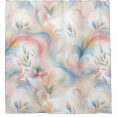 優雅なパステルボタニカル水彩画 シャワーカーテン (正面)