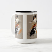 優雅なパワー、女性空手アスリート、ミニマリスト ツートーンマグカップ (正面左)