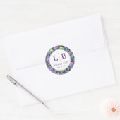 優雅なパープルの花輪 ラウンドシール (封筒)