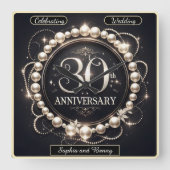 優雅なパール 30周年 スクエア壁時計 (正面)