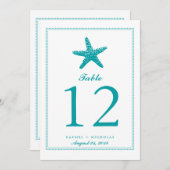 優雅なヒトデ | テーブル番号 招待状 (正面/裏面)