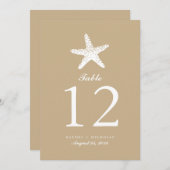 優雅なヒトデ | テーブル番号 招待状 (正面/裏面)