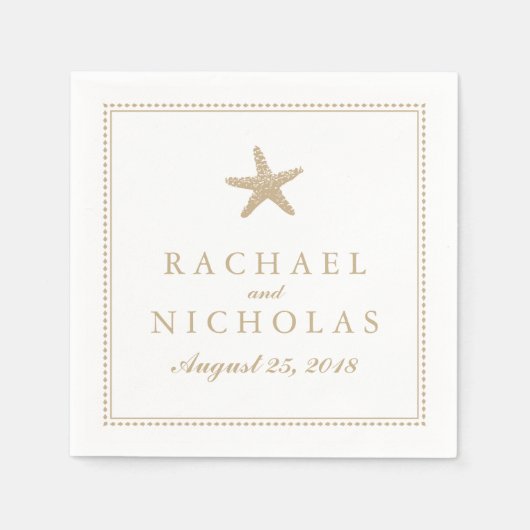 優雅なヒトデ | 結婚s スタンダードカクテルナプキン (正面)