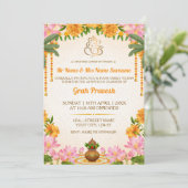 優雅なヒンドゥー教の入宅式（Griha Pravesh）招待状 招待状 (スタンド正面)