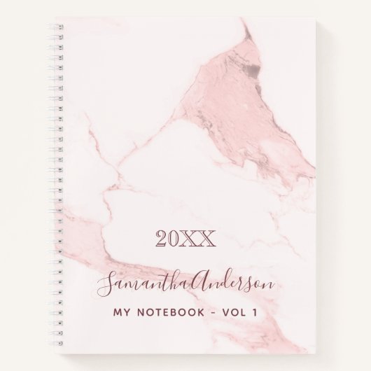 優雅なビジネス名のバラ色の大理石 ノートブック (正面)