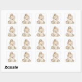 優雅なビンテージ水彩画の天使が岩の上に座っています スクエアシール (シート)