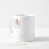 優雅なピンクの女の子の洗礼写真 コーヒーマグカップ (正面左)