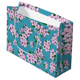 優雅なピンクの桜の花の水彩画 ラージペーパーバッグ