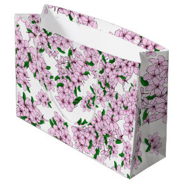 優雅なピンクの桜の花の水彩画 ラージペーパーバッグ