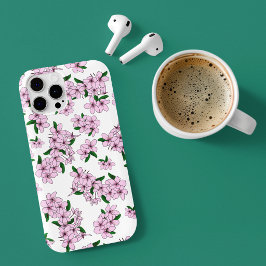 優雅なピンクの桜の花の水彩画 iPhone 15ケース
