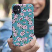 優雅なピンクの桜の花の水彩画 iPhone 15ケース