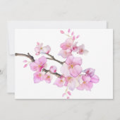 優雅なピンクの水彩花柄の桜 招待状 (裏面)