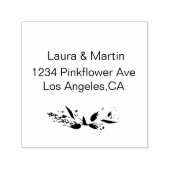 優雅なピンクの水色の花のセージ緑 セルフインキングスタンプ (デザイン)