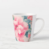 優雅なピンクの花と青緑の葉 カフェラテマグ (右)