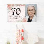 優雅なピンクの花の70歳の誕生日写真 横断幕 (インサイチュ)