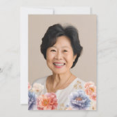 優雅なピンクの花柄の60歳の誕生日 招待状 (裏面)