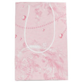 優雅なピンクの頬紅エレガントパール ブライダルシャワー ミディアムペーパーバッグ (正面)