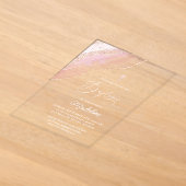 優雅なピンクアゲート 洗礼 アクリル招待状 (レイダウン)
