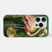 優雅なピンクフラミンゴの輝きゴールド iPhoneケース (裏面横)