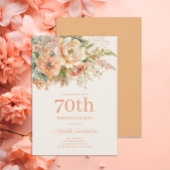 優雅なピーチクリームの花の70歳の誕生日 招待状