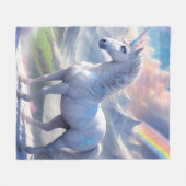 優雅なファンタジーの谷のユニコーン フリースブランケット (正面(横))
