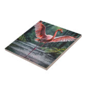 優雅なフライト:ピンクのフラミンゴスのリバーダンス タイル (側面)