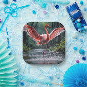 優雅なフライト：ピンクのフラミンゴスのリバーダンス ペーパープレート (パーティー)