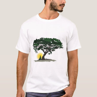 優雅なフラットシルエットの瞑想する仏陀アイコン Tシャツ