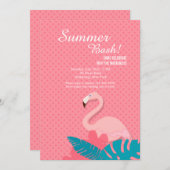 優雅なフラミンゴ招待状 招待状 (正面/裏面)